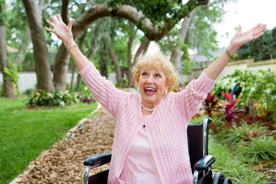 An older woman enjoying independence outdoors